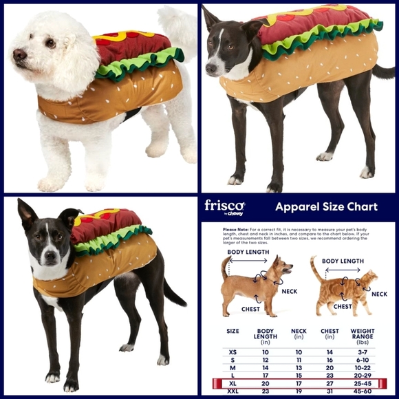 Frisco 🌭 Plush Hotdog Costume for Large Dog (Size XL, ~28"L x ~32"W) -Halloween - Picture 4 of 12